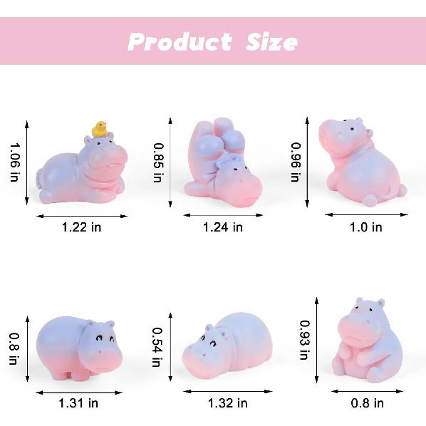 YGMONER Mini Hippopotamus Car Dashboard Figurines Set of 6 Cute 1inch Hippo Car Decorations Kawaii Car Interior Decor Accessories Gifts for Hippo