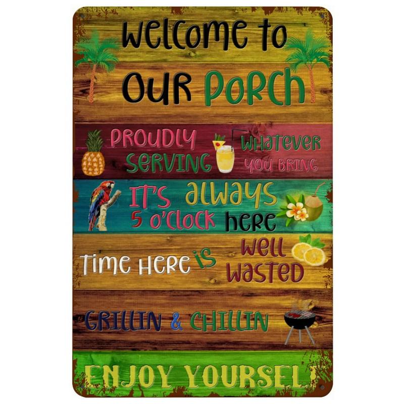Welcome Metal Tin Signs Warning Wall Decoration Plaque Vintage Art Poster Iron Painting for Man Cave Home Cafe Garden Club Bar