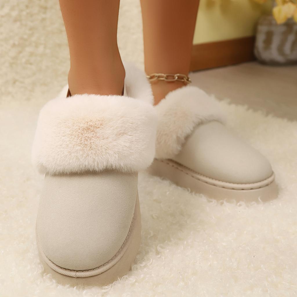Fashion 2025 Chelsea Ankle Boots Women Winter Brand Fur Short Plush Warm Flats Slippers Platform Comfortable Shoes Cotton Slides Women