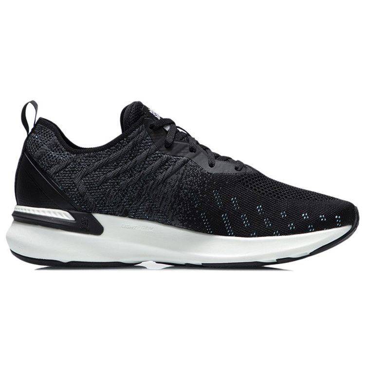 Lining Lan One-Piece Woven Sports Shock Absorption Low-Top Running Shoes Men sneakers Black ARHR131-1