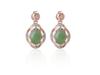 Bridal 4-Piece Set: Rose Gold Plated 925 Silver Earrings, Ring, Necklace with Jasper and Hetian Jade