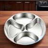 Easy Clean Corrosion Resistant Dinnerware Stainless Steel Divided Platter, 4-grid Metal Dinner Tray, Portion Control Reusable Plate for Family