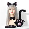1 Set Cosplay-Katzenhandschuh-Set mit Fliege, Schwanz und verstellbarem Stirnband, weichem Plüsch, Halloween-Performance-Requisite, Comic-Exposures, Fotoshootings, Zubehör