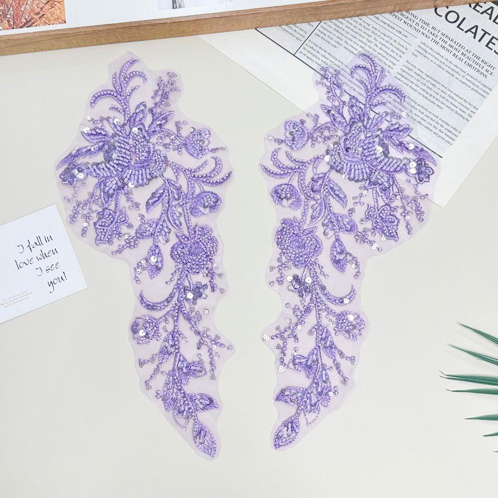 Floral Pattern Embroidery Applique Beaded Sequin Sewing Applique Exquisite Cloth Patch Sewing DIY
