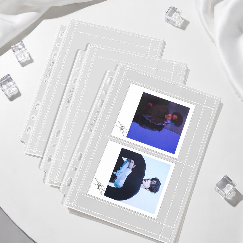 A5 2-Grid Transparent Refill Pages for SQ Polaroid Photos, Clear Card Sleeves for Star Cards Loose-Leaf Photo Album Inserts