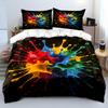 Colorful Paint Splash Artwork Bedding Set For Kids Luxury Gift 3Pcs Digital Print Comforter Set Soft Comfortable Breathable