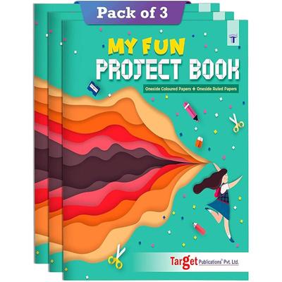 TARGET PUBLICATIONS Single Line Project Sheets with Colourful Pages | 32 Pages A4 Size | 1 Side Ruled & 1 Side Colored P
