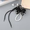 Black Artificial Pearls Bows Bag Accessory Purse Decoration Rope Keychain Adds Style and Sophistication to Any Outfit