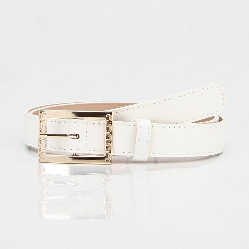 

Трендовый простой ремень с квадратной пряжкой, женский, для поездок на работу с джинсами, декоративный кожаный костюм со свитером белый