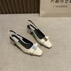 French High-end Square Head Thick Heel Bag Head Sandals 2025 New Bow Light Mouth Single Shoes Women