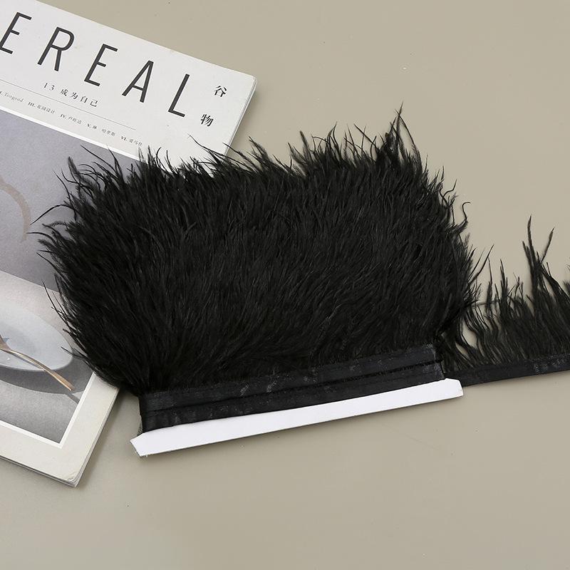 Color 8-10 Cm Ostrich Hair Cloth Edge Clothing Cuffs Hem Ostrich Feather Strips Cloth With Accessories Lace