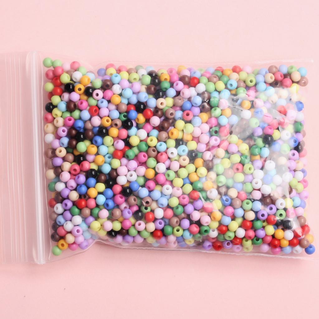 500Pcs Handmade Material 4mm Acrylic Soild Colored Loose Beads For Jewelry Making DIY Crafts Jewelry Accessories