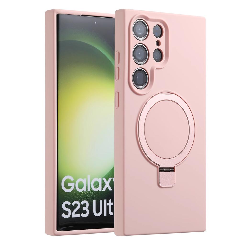 Suitable for Samsung S25Edge Mobile Phone Case True Liquid Silicone S24Ultra Magnetic Suction Bracket Full Package Anti Fall Soft Sleeve 3