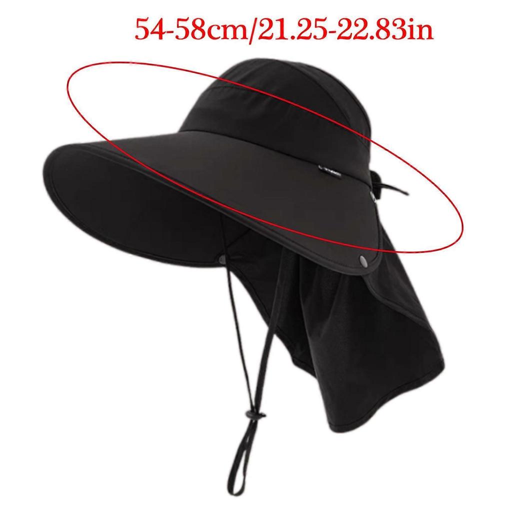 Adult Unisex Sun Hat Wide Brims Sunshade Hat Breathable Open Top Hat with Neckcovers for Beach Outdoor Camping Fishing Light gray