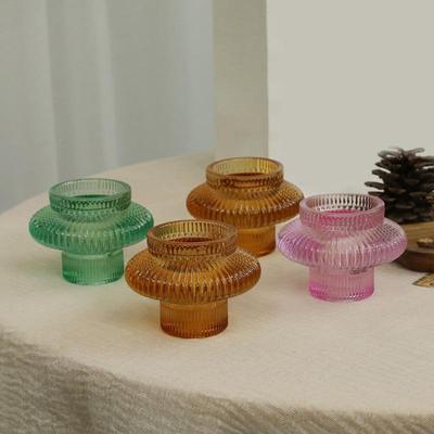 62KD Set of 6 Glass Candlesticks Flower Vases Glass Candlestick Holder Home Accent