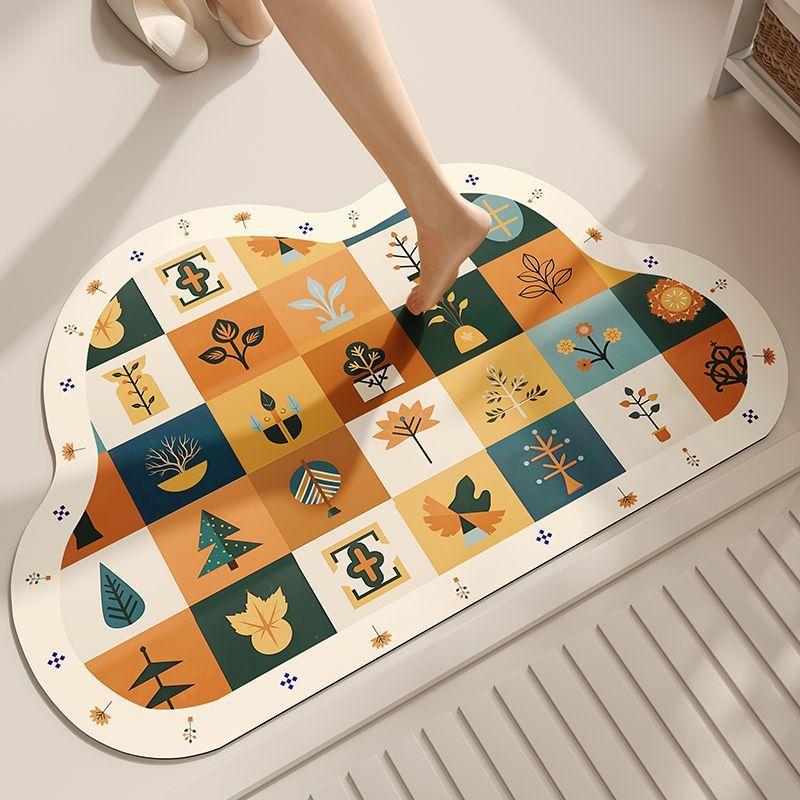 Cute Cartoon Diatom Mud Floor Mat, Bathroom Non-Slip Absorbent Quick-Drying Floor Mat, Bathroom Door Dirt-Resistant And Wear-Resistant Floor Mat