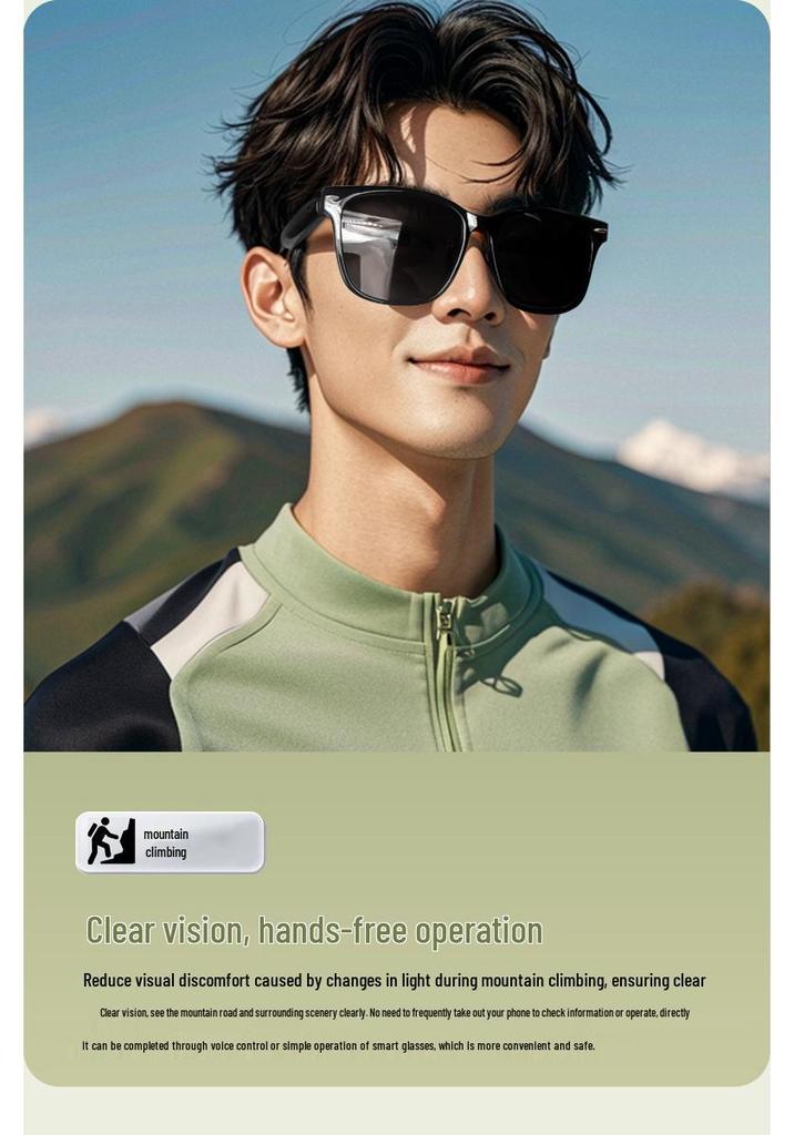 AI Translation Smart Bluetooth GS08 Sunglasses with UV Protection for Outdoor Use