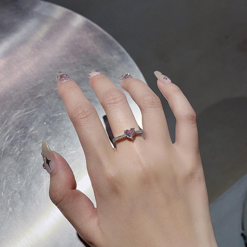 Niche Design Moonstone Chain Love Combination Stacked Open Ring Gemstone High Sense Ring Female Personality