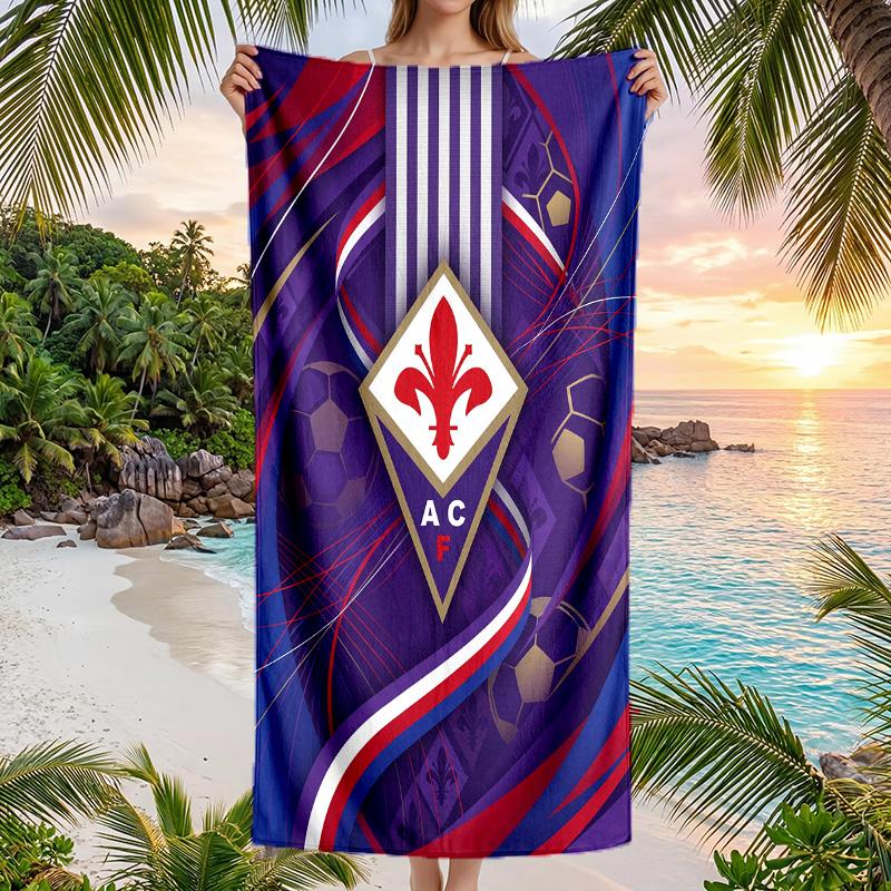 Telo da Spiaggia Asciugatura Rapida Fiorentina FC Stampa Microfibra Assorbente Portatile da Viaggio Asciugamano da Nuoto