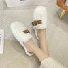 Slippers Casual Flock Med Shoes Platform Fur Flip Flops Cover Toe Slipers Women Slides Luxury Plush Flat 2024 Rubber  with fur