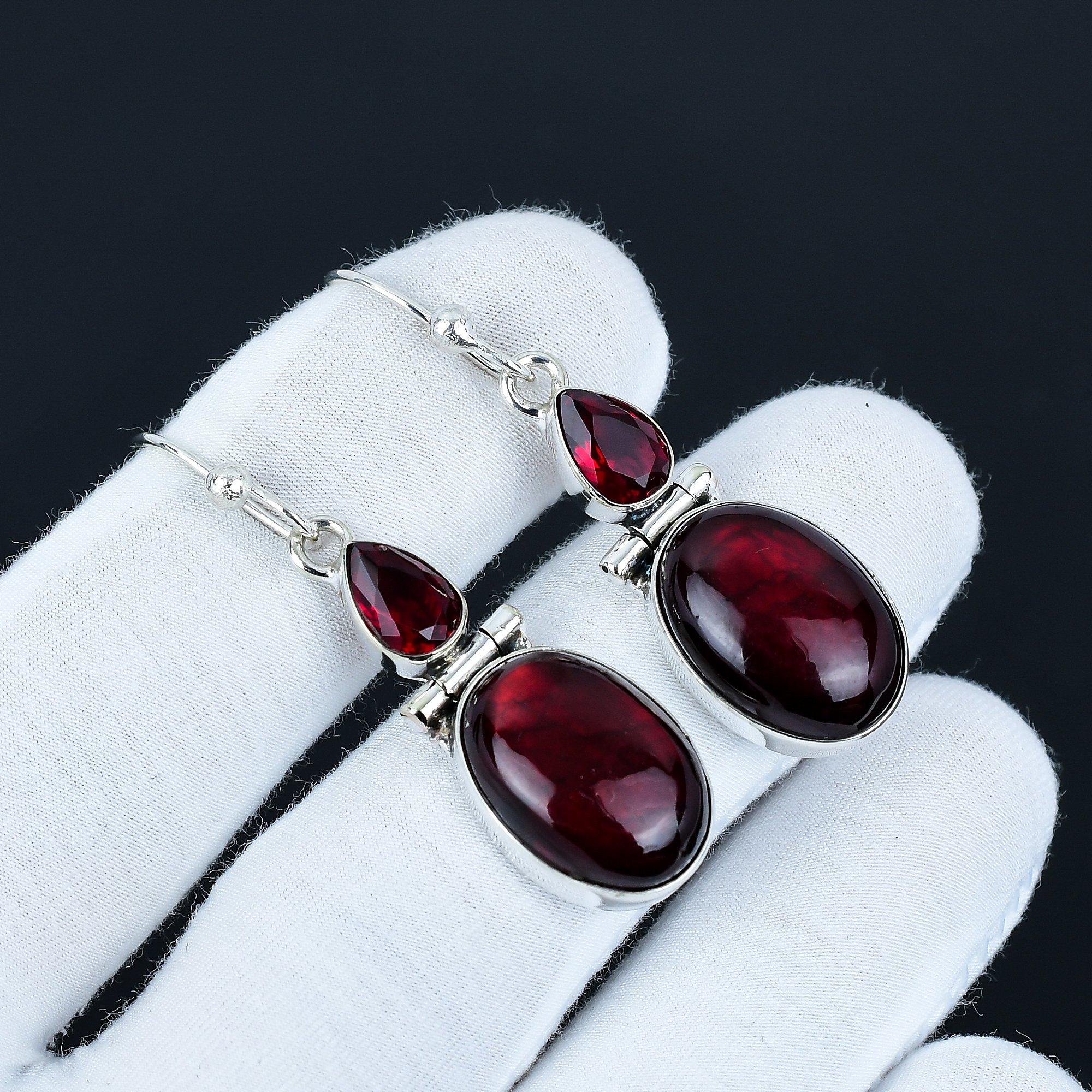 

Серьги из красного лабрадорита и красного граната, серьги из стерлингового серебра 925 пробы, бохо-украшения, серьги-подвески для свадебных подарков 5.5 красный