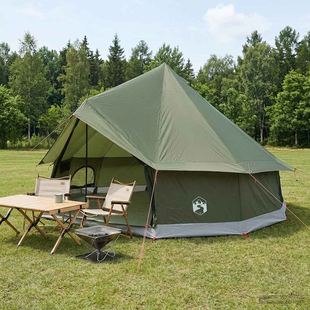 Tipi Zelt Olivgrün 400 x 400 x 250 cm Polyester und Stahl