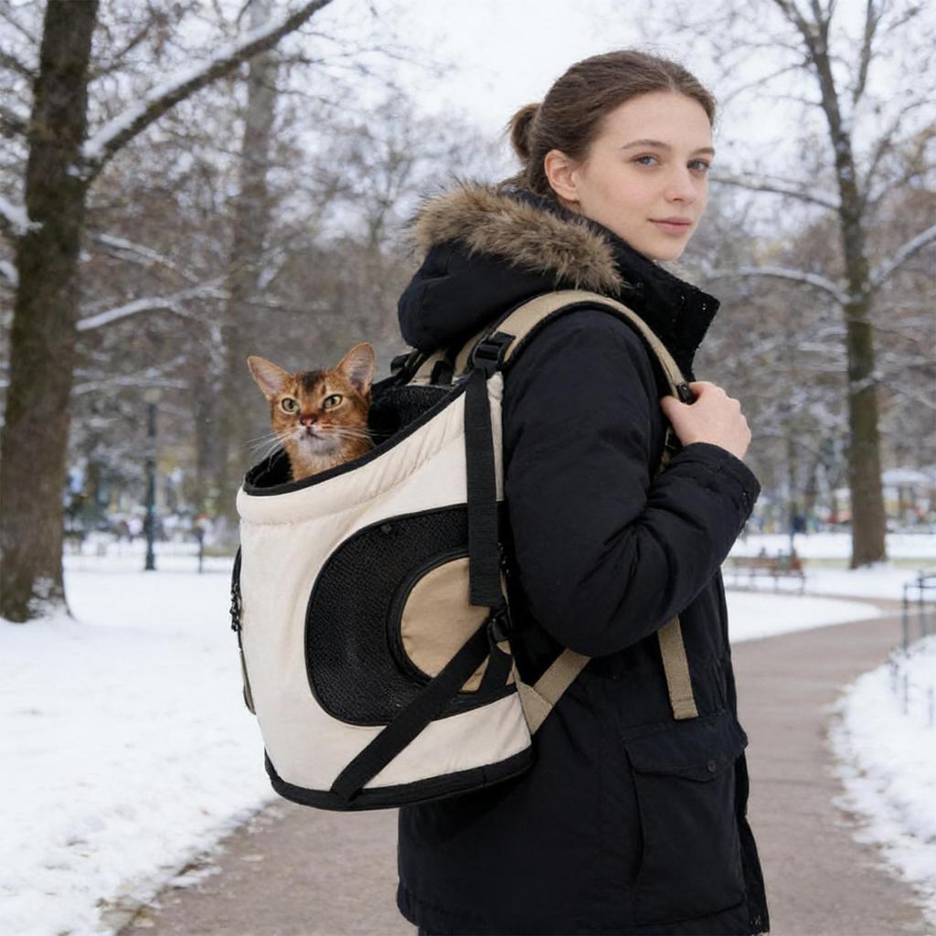 Cat Carrier Chest Bag Ergonomic Double-strap Breathable Dog Backpack Carrier Front Bag for Nail Clipping Traveling Walking