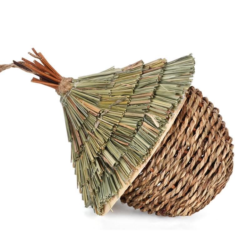 Hanging Hummingbird Nest House Outside Hand Woven Bird Nest Durable Sturdy Natural Grass Material Great for Patio Indoor
