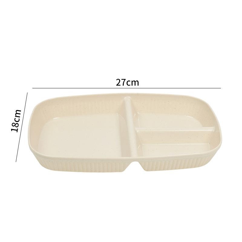 Household Simple Wheat Straw Compartment Dinner Plate Multifunctional Dinner Plate Noodles Vegetables Breakfast Plastic Plate