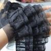 13cm Wide Chiffon Mesh Fabric 3D Pleated Three Layers Chiffon Lace Edge Embroidered Tulle Lace Fabric