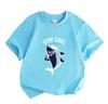 Kids Boys Girls 100% Cotton Crew Neck Short Sleeve T-Shirt, Cool Shark Print Stay Cool Be Awesome Casual Soft Lightweight Summer Tee for Children Dail