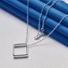 925 Sterling Silver 16-30 Inch Exquisite Square Pendant Necklace for Women's Fashion Wedding Jewelry Party Gifts
