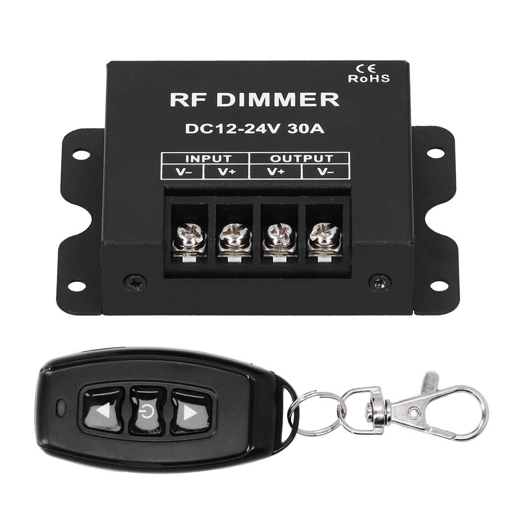 Jeffergarden LED Dimmer, PWM Digital Control, with RF Remote Control, Stepless Dimming, 30m Operating Range, for LED Strip Lights and Spotlights,