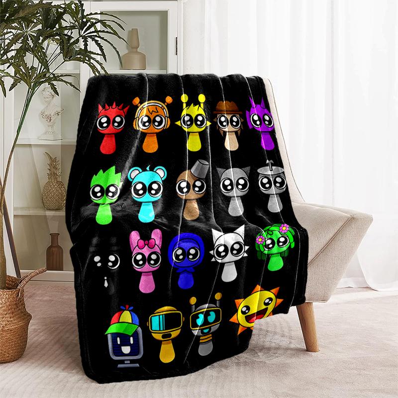 1pc Blanket Sprunki9 Print Design, Lightweight Blanket for Sofa, Bed- Soft &Warm, Gift for All Seasons Like Christmas, Halloween