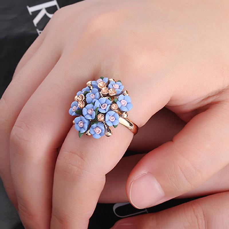 Buy Fashionable Women Crystal Ceramic Flower Ring at affordable prices