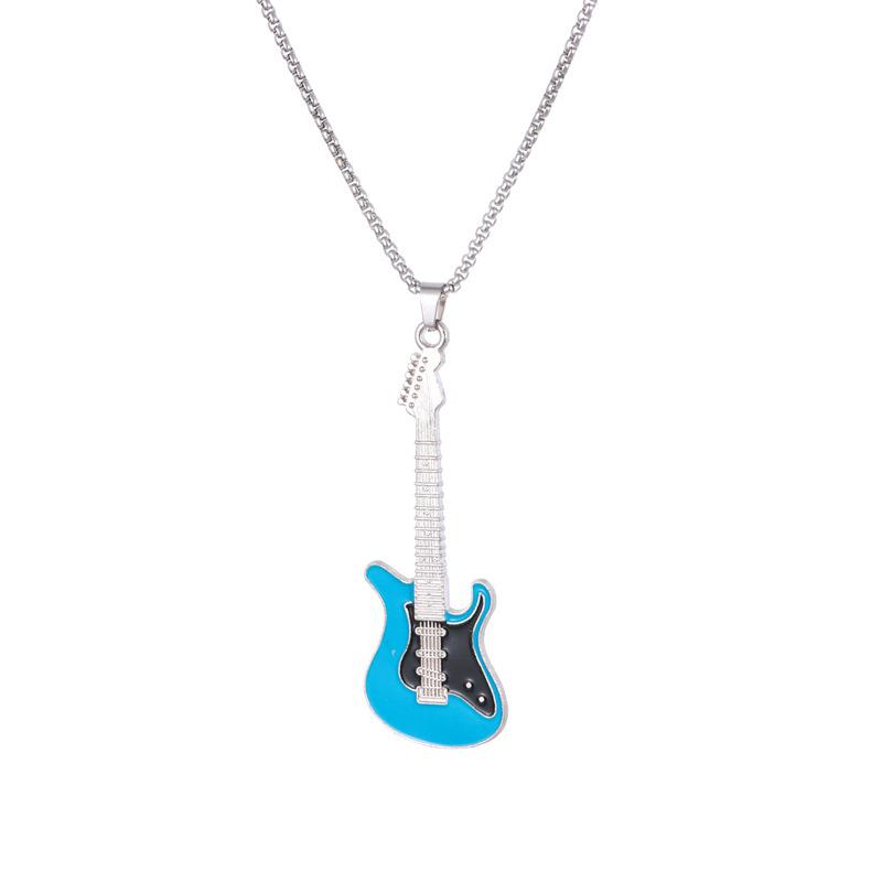 Europäische und Amerikanische Hip-Hop Musik Gitarre Halskette Einfach und Vielseitig Bunter Öltröpfchen Anhänger Schmuck
