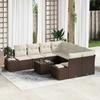 9 Piece Brown Poly Rattan Sofa Set with Cushions