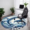 1 szt. Okrągły dywanik biurowy z motywem fal i delfinów, Mata wewnętrzna odpowiednia do biura, Pod krzesła biurowe, Sypialni, Salonu, Wystroju domu, Dekoracja pokoju