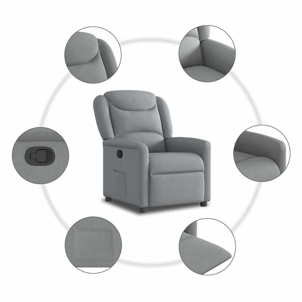 Relaxation Armchair Light Grey Fabric