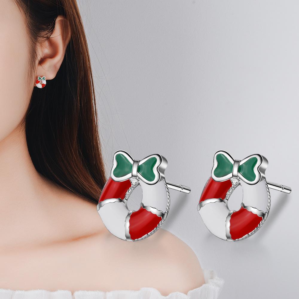 Furry Autumn & Winter Snowflake Bell Stud Earrings for Women - Christmas Jewelry Collection