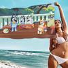 Cartoon B-Blueys Microfiber Blanket Quick Drying Beach Towels Oversized Printing Super Absorbent Pool Towel Blanket