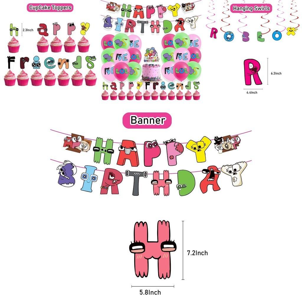 Buntes Ballon-Zugfahnen-Set Alphabet Lore Geburtstagsfeier Heimbedarf