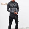 Frühlings- und Herbstoberteil für Herren mit Nackenschutz, hoher Kragen, schmale Passform, dehnbar, plissiert, lange Ärmel, Pullover-Sweatshirt für den Heimsport, Fitnessstudio, Straßenkleidung