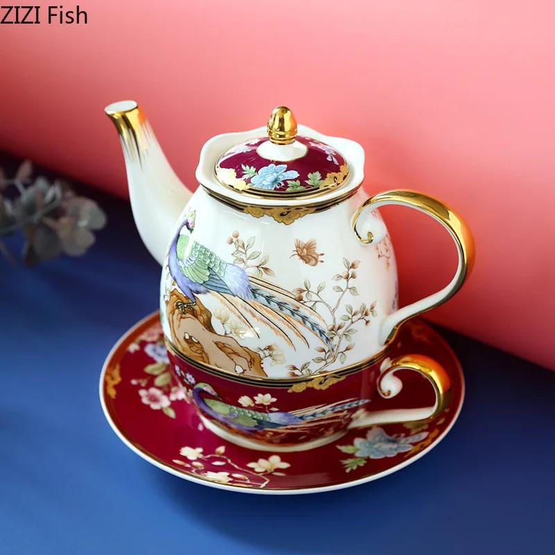 Phoenix Bone China Cup&saucer Exquisite Gold-plated Coffee Mug Dining Table Milk Mugs Afternoon Tea Teacup Fruits Juice Cup