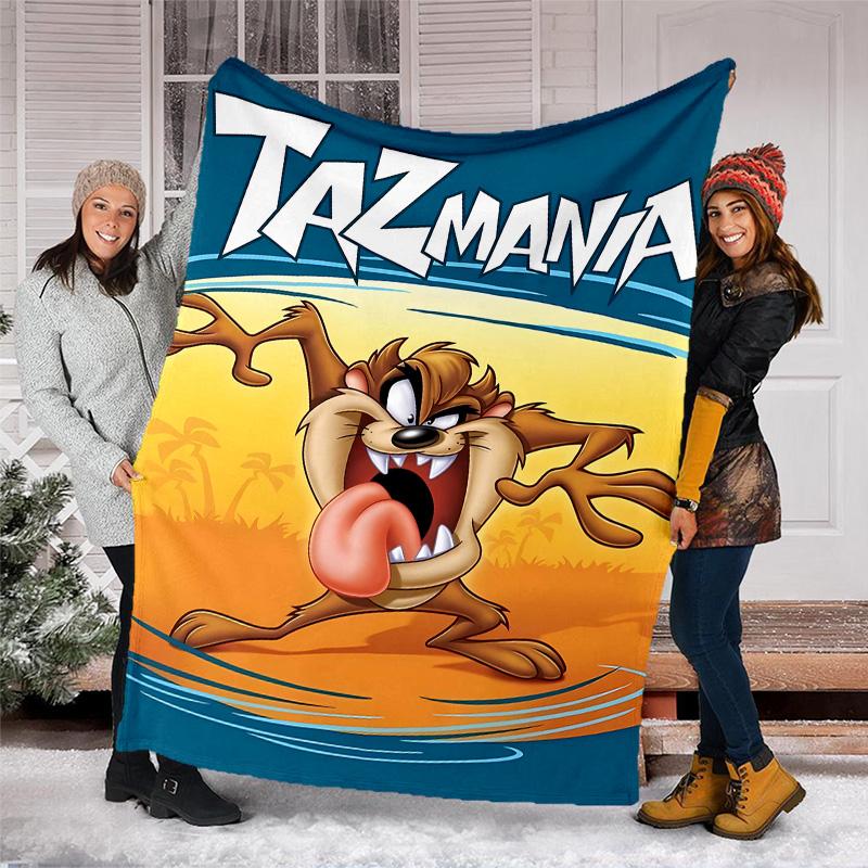 1pc Taz3 Theme Soft Flannel Throw Blanket - Digital Print, Polyester, Cozy for All Seasons, Perfect for Outdoor, and Travel