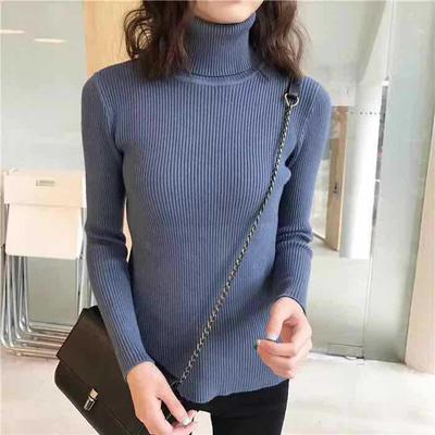 2025 Autumn/Winter Women's High Neck Pullover Sweater, Long Sleeve, Slim Fit, Solid Color Knitwear