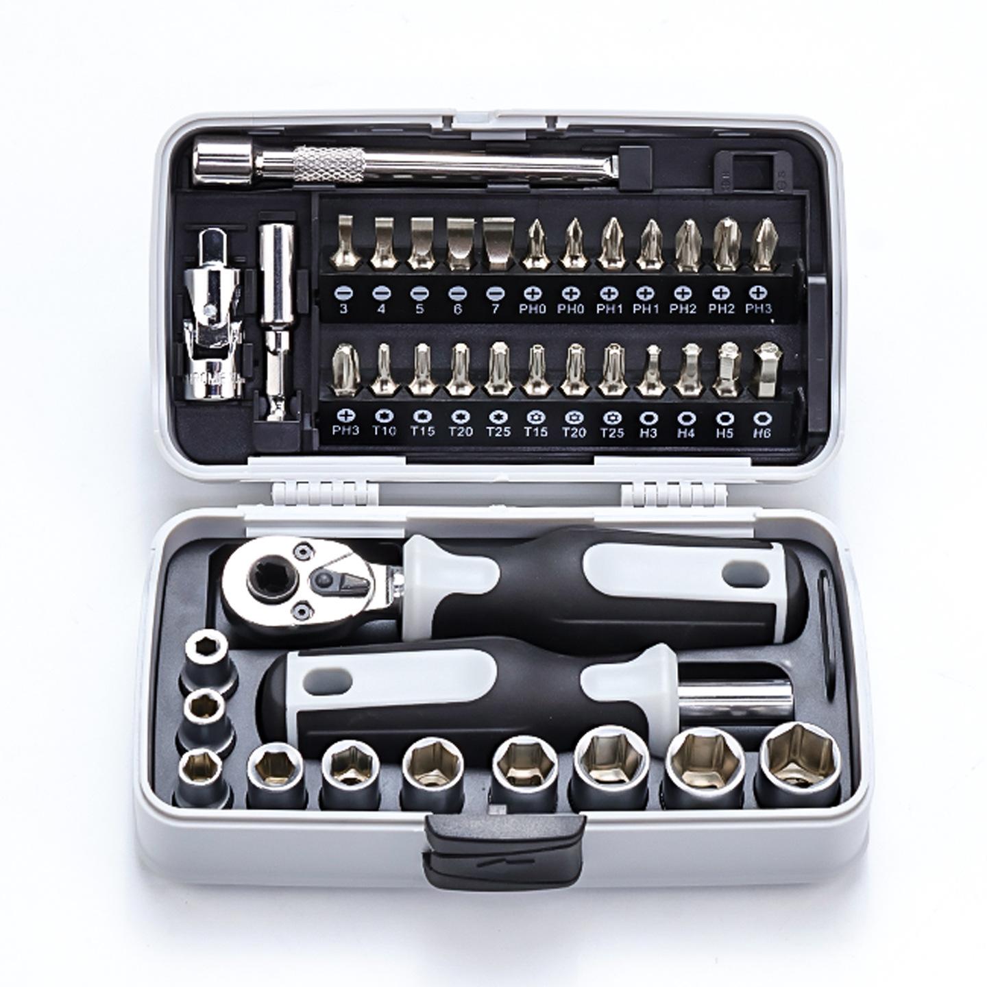 

Socket Ratchet Wrench Set,Ratcheting Screwdriver Set,Ratchet Socket Bit Set CR-V Steel Multi-Function Repair Kit for Maintenance