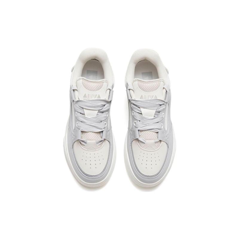Anta Low Top Slip Resistant Cushioning Abrasion Resistant Skateboard Shoes Women's Gray White Sneakers 122318040-1