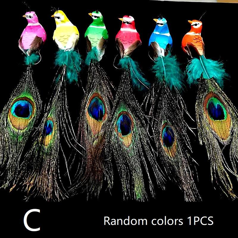 1Pc Of Peacock Christmas Ornaments Simulate The Atmosphere Of Glitch Peacock Branches And Branches Home Decor