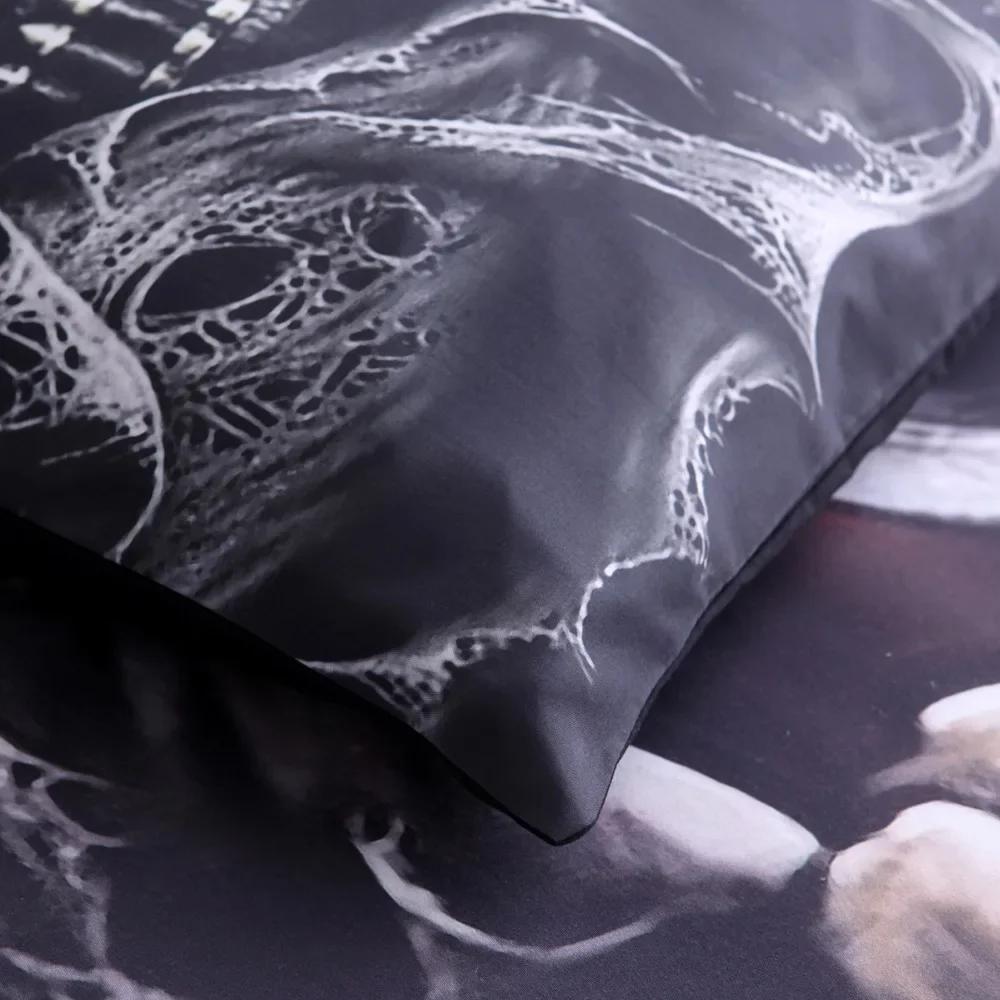 Bedclothes Digital Printing 3D Halloween Bedding set,SKull Bed Bedlinen Black Zipper Bed Cover Sets King Size Comforter Set OEM